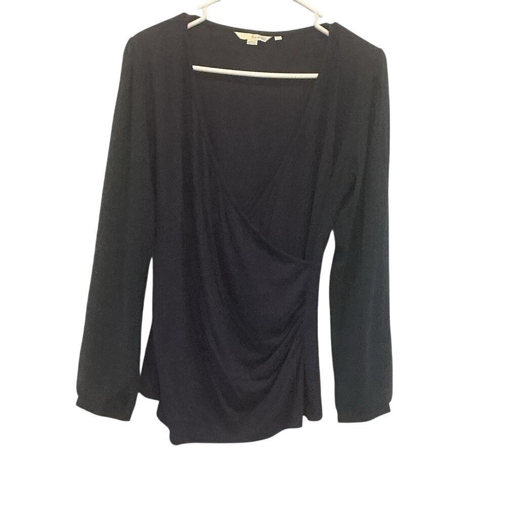 Boden Womens Suplice Top Size US 10 Sheer Sleeves Classic Date Night Navy Blue